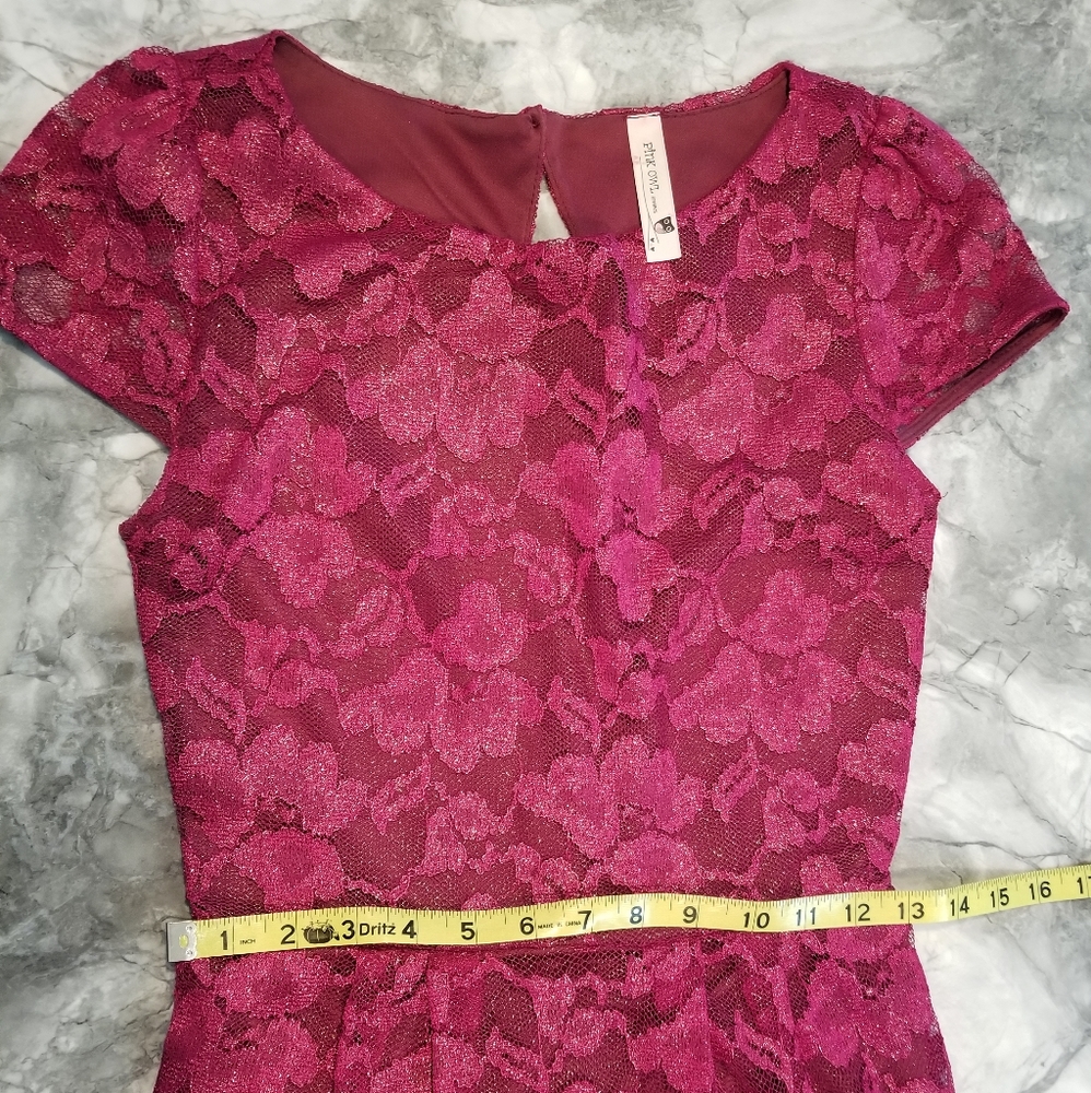 Pink Owl Lace Dress w/ Keyhole Back - Picture 3 of 6